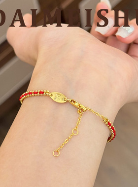 马年复古时尚简约百搭红绳手工编织手链轻奢高级感本命年手绳手饰