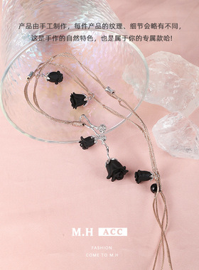 时尚简约暗夜玫瑰项链配饰女款原创设计轻奢小众高级感百搭锁骨链