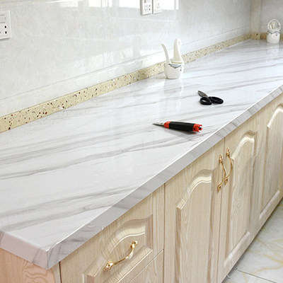 厨房桌面防油贴纸耐高温防水自粘灶台瓷砖壁纸加厚台面大理石贴纸 虎窝淘