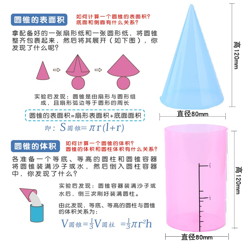 小学六年级圆柱圆锥教具圆柱体数学下册体积和表面积演示器学具 - 图1