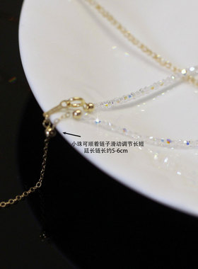 轻奢细闪施家水晶choker锁骨链女