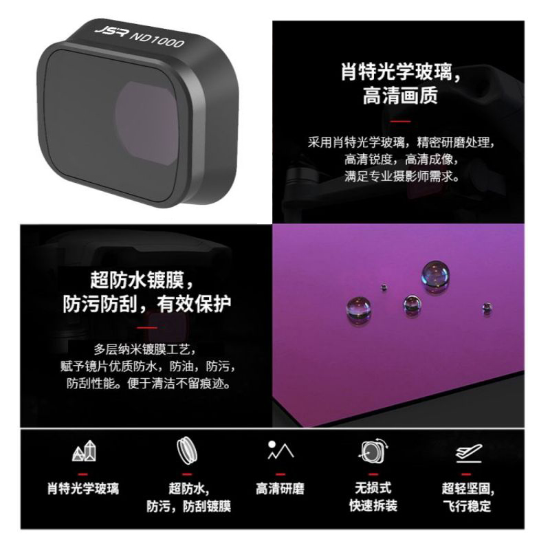 适用于mini3pro滤镜大疆mini4pro无人机配件ND减光镜UV保护偏振镜 - 图0