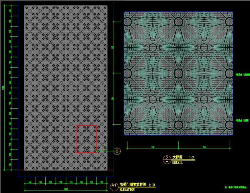 电梯厅升降电梯轿箱CAD平面立面节点详图吊顶施工图图参考资料 - 图2