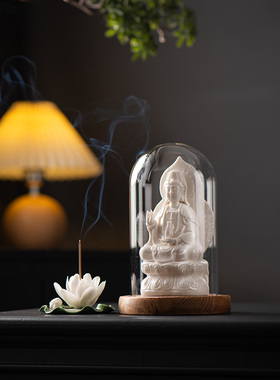 【限量特价】陶瓷坐莲观音家用佛像坐像摆件白瓷南海观世音菩萨像