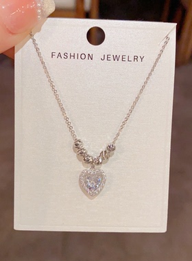 爱心满锆项链高级感锁骨链