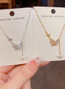 珍珠流苏项链高级感锁骨链