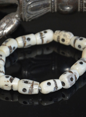 西藏天然牦牛骨骷髅头佛珠