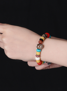 西藏牦牛骨多宝天珠琉璃民族风