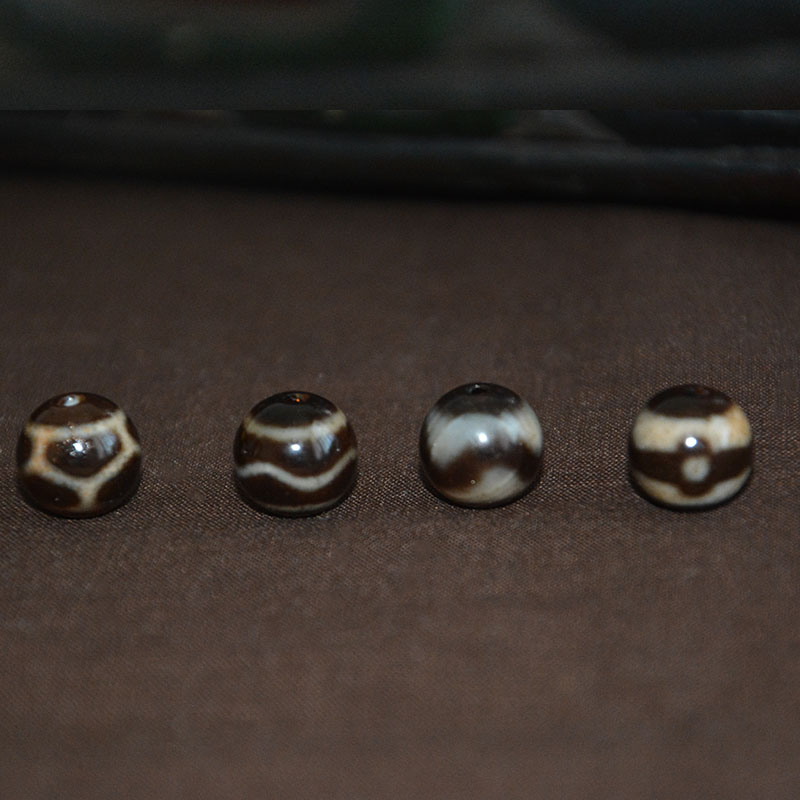 西藏天然散珠高油达洛长寿坛城水纹天珠圆珠配饰10mm风化手链配件
