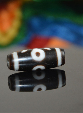 天然藏式包浆黑白贵人天珠