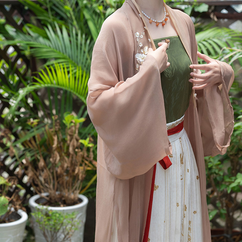 瞳莞原创汉服金樱子直领对襟直袖长衫吊带设计款夏季新品日常百搭,淘宝优惠券,粉丝福利购,淘宝优惠卷