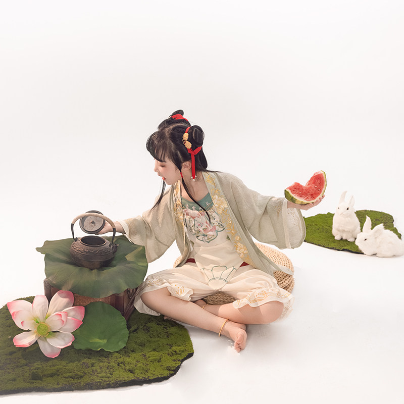 瞳莞汉服原创直领对襟短衫灯笼裤汉服套装逍遥小神仙哪吒同款夏季,淘宝优惠券,粉丝福利购,淘宝优惠卷