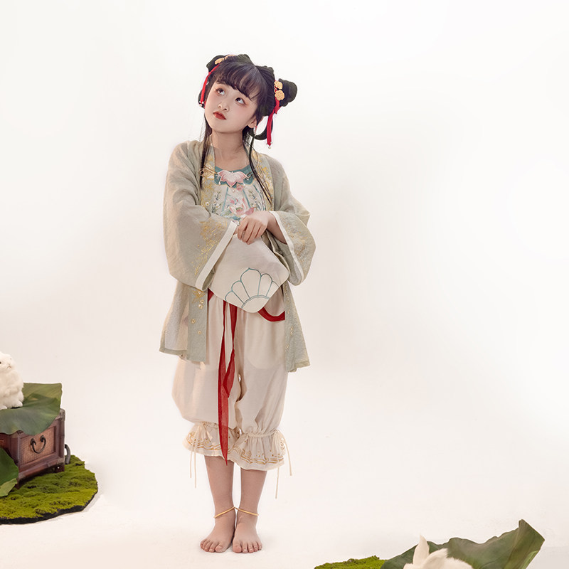 瞳莞汉服原创直领对襟短衫灯笼裤汉服套装逍遥小神仙哪吒同款夏季,淘宝优惠券,粉丝福利购,淘宝优惠卷