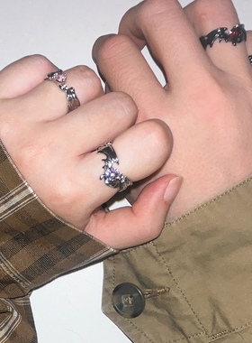 电子糖部原创[甜心守护者]合金版 开口圈野甜酷小众个性辣妹对戒