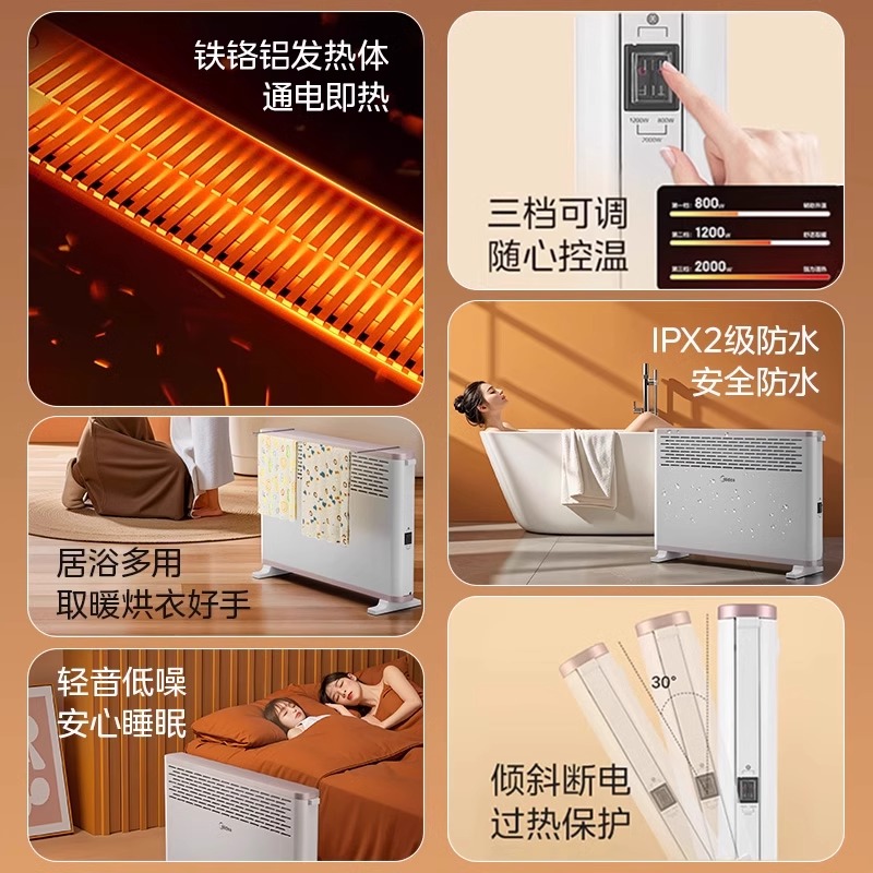 美的取暖器家用暖风机欧式快热炉电暖气浴室速热节能火炉HDY20K - 图0