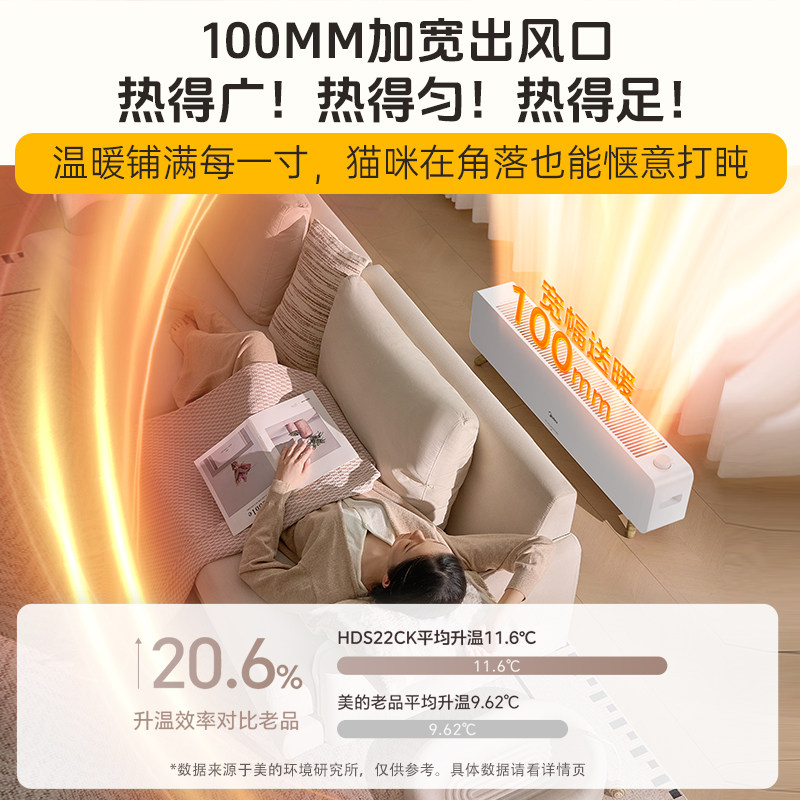 美的石墨烯踢脚线取暖器家用浴室节能大面积省电电暖器HDS22CK,淘宝优惠券,粉丝福利购,淘宝优惠卷