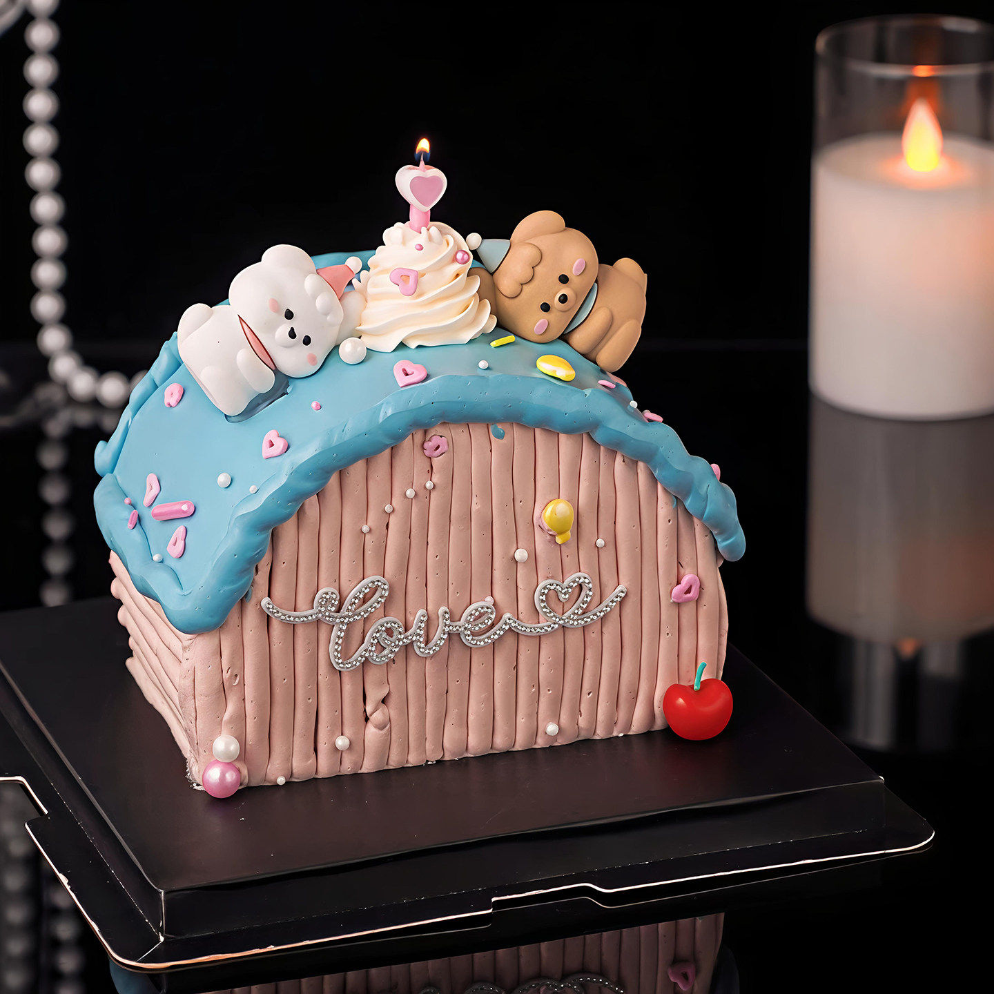 包邮网红2.14情人节烘焙蛋糕装饰摆件可爱小狗修狗水钻Love插件,淘宝优惠券,粉丝福利购,淘宝优惠卷