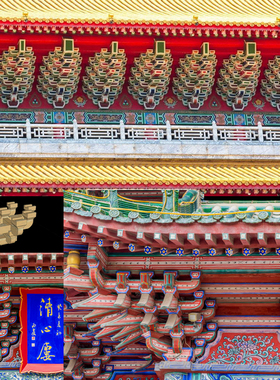 斗拱中式仿古实木屋檐装饰木雕