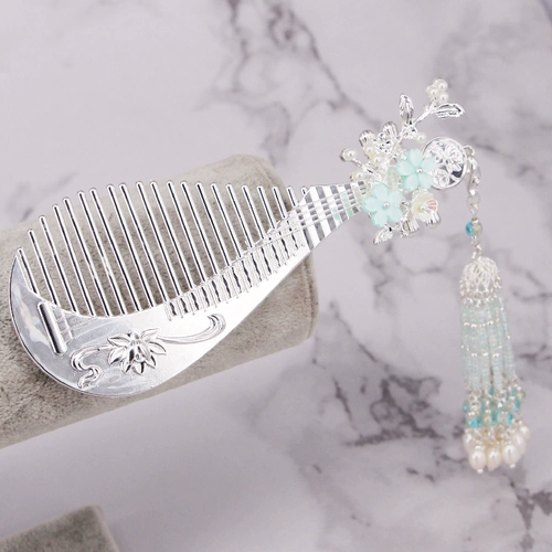 Синий аксессуар для волос ручной работы с кисточками, китайская шпилька, расческа, набор материалов, поделки ручной работы