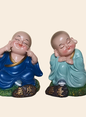 妙工坊禅意沙弥桌面可爱茶室摆件