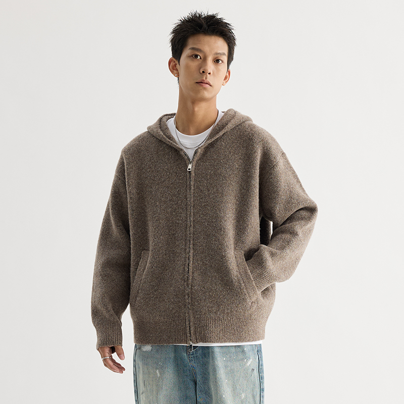 VMCL蓬松软糯羊毛抗起球双拉链连帽毛衣针织衫男女24AW vermicell - 图0
