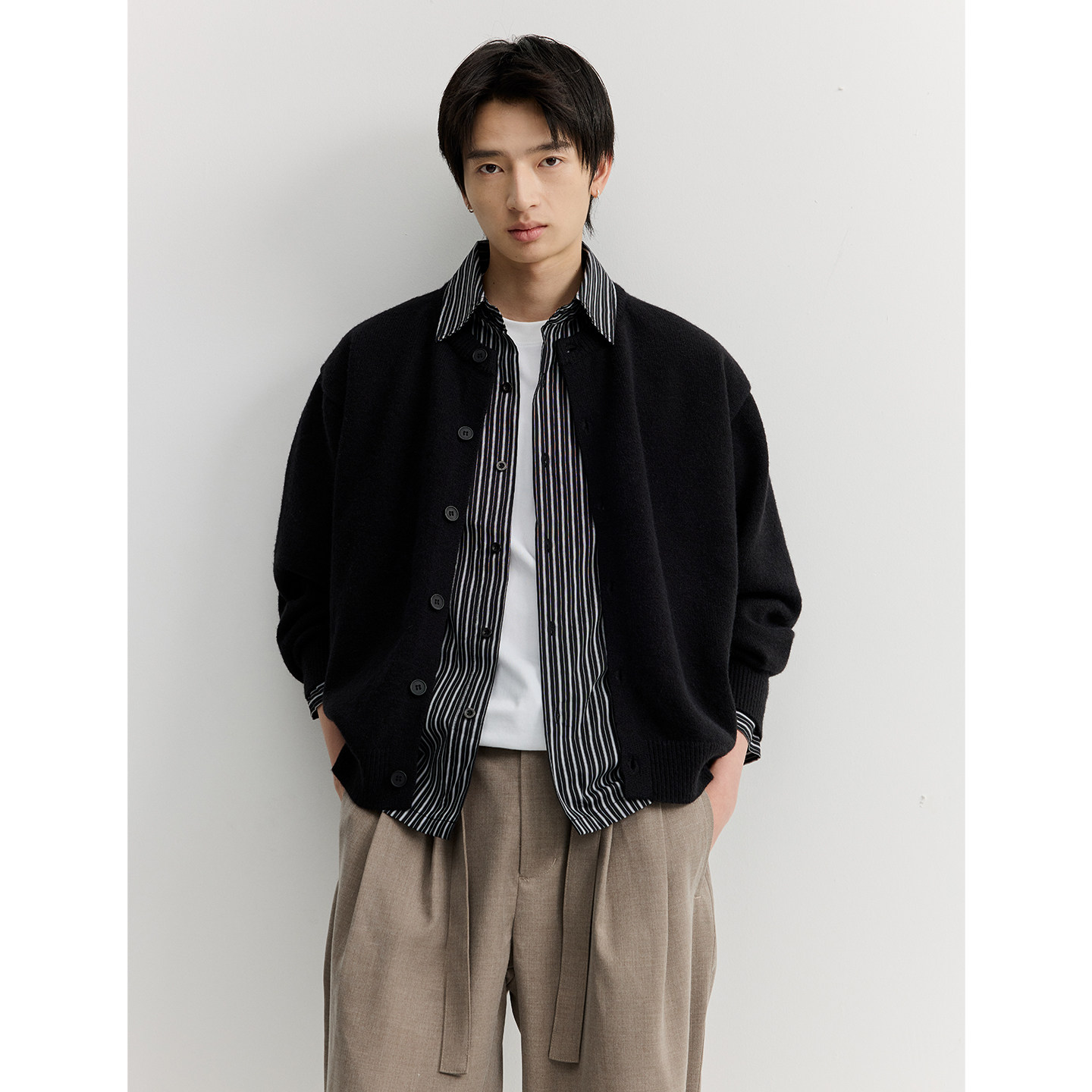 VMCL老钱风衬衫假两件薄毛衣针织衫休闲开衫男女26SS vermicelli