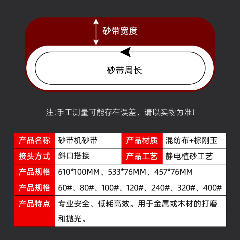 砂带/抛光机/砂带机/坦克机/环形4寸砂带610*100/3寸砂带530*76mm