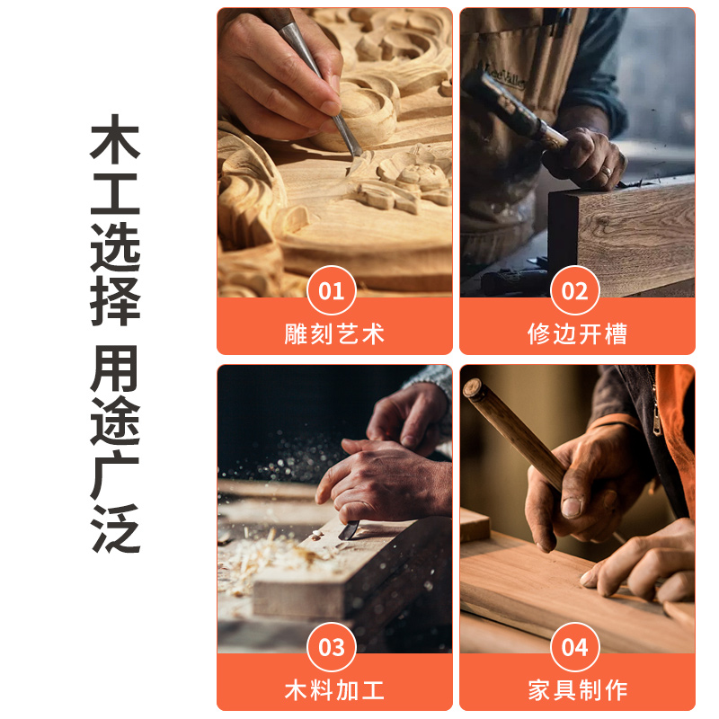 木工凿子扁铲刀平半圆凿雕刻开槽专用穿心木柄凿钊子巧木匠木工具 - 图2