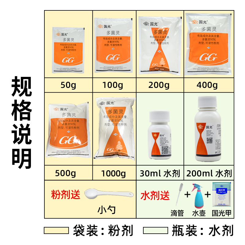 国光多菌灵杀菌剂多菌菌灵果树黑斑病白粉病农药官方旗舰店杀菌剂-图2