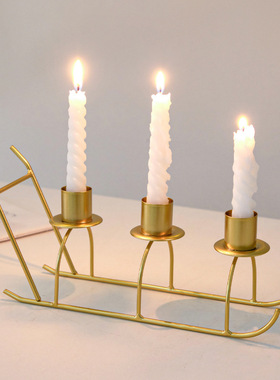 北欧浪漫烛光晚餐蜡烛底座家居氛围布置道具圣诞节金属装饰品摆件