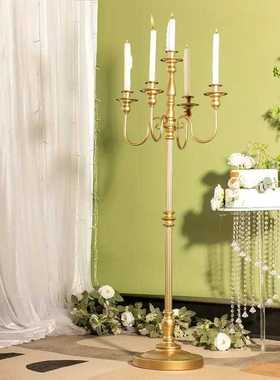 跨境美式复古大号烛台家居装饰高脚蜡烛杯摆件婚礼道具金属蜡烛
