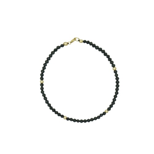 TYUSHA设计 进口天然黑色尖晶石14K注金手链手串施家白水晶超闪女 - 图3