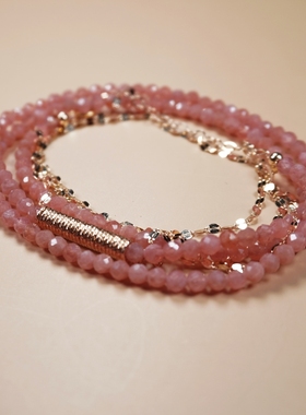 天然红纹石手链女冰种粉宝石手串