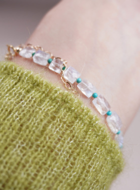 天然蓝月光手链女六月生辰石手串