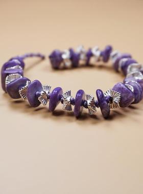 天然紫龙晶手链手绳925银女手串