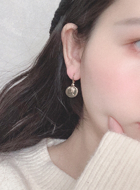 欧美人像金币复古法式日韩风耳环