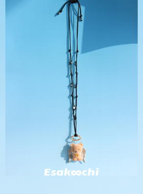 Esakoochi原创设计焦糖天使熊个性可爱长款项链毛衣链卫衣链送礼