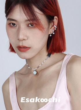 粉色猫爪蓝色狗爪牌可替换锁骨链