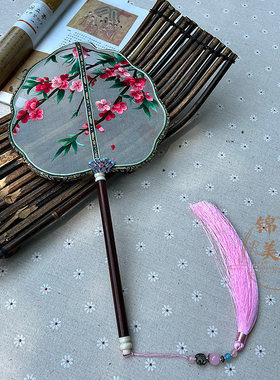 非遗手工刺绣精品双面绣玉兰花团扇送朋友特色礼品汉服舞蹈扇苏绣