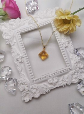 黄水晶项链紫水晶DIY粉晶女