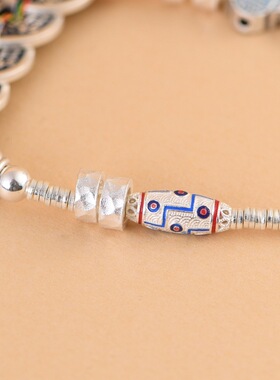 S925纯银手工diy盘缠五帝钱手链