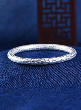 简约设计纯银镯子女实心圆条百搭