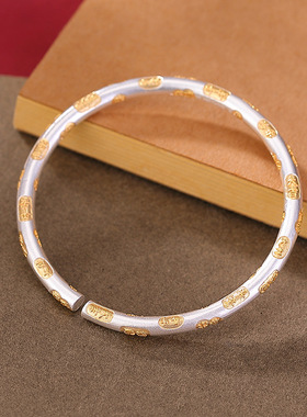 足银9999描金葫芦福禄吉言手镯