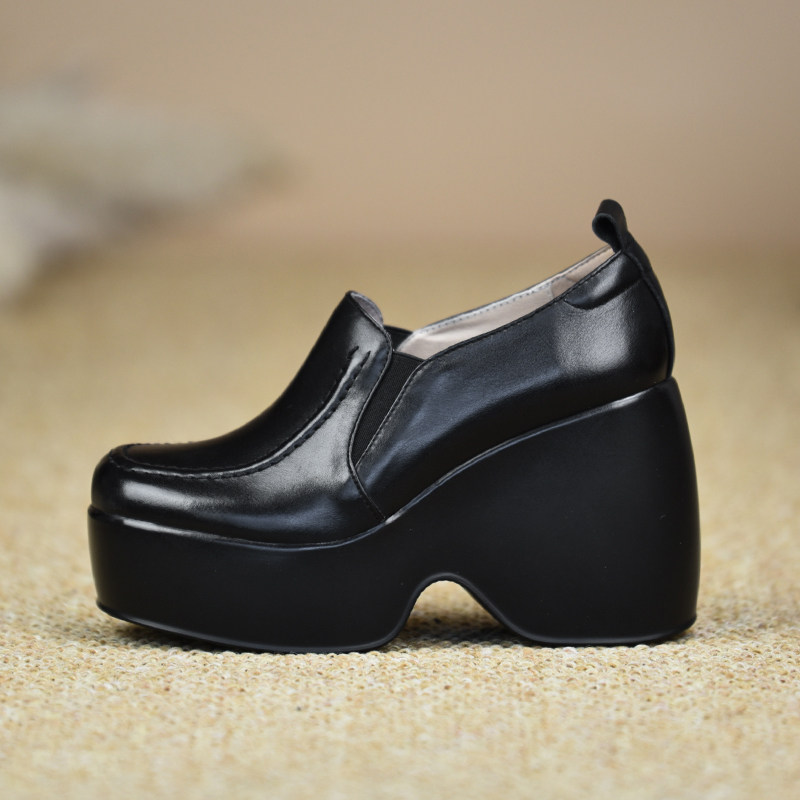 misili乐福鞋坡跟单鞋10.3cm高跟鞋2026春秋季新款防水台厚底女鞋,淘宝优惠券,粉丝福利购,淘宝优惠卷