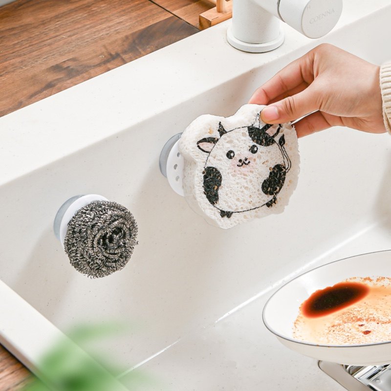 日本洗碗海绵沥水架吸盘免打孔抹布挂架钢丝球收纳架壁挂置物架,淘宝优惠券,粉丝福利购,淘宝优惠卷