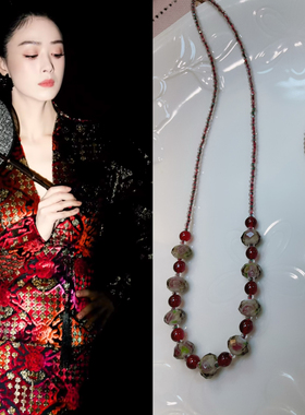 情人节蒋欣战袍同款设计色设计师款首饰两件套项链双层手链