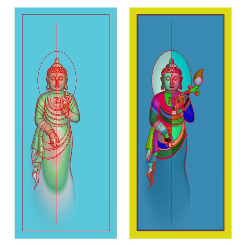 大日如来长方牌两幅带线精雕图电脑雕刻图JDP浮雕图BMP灰度图玉雕-图3