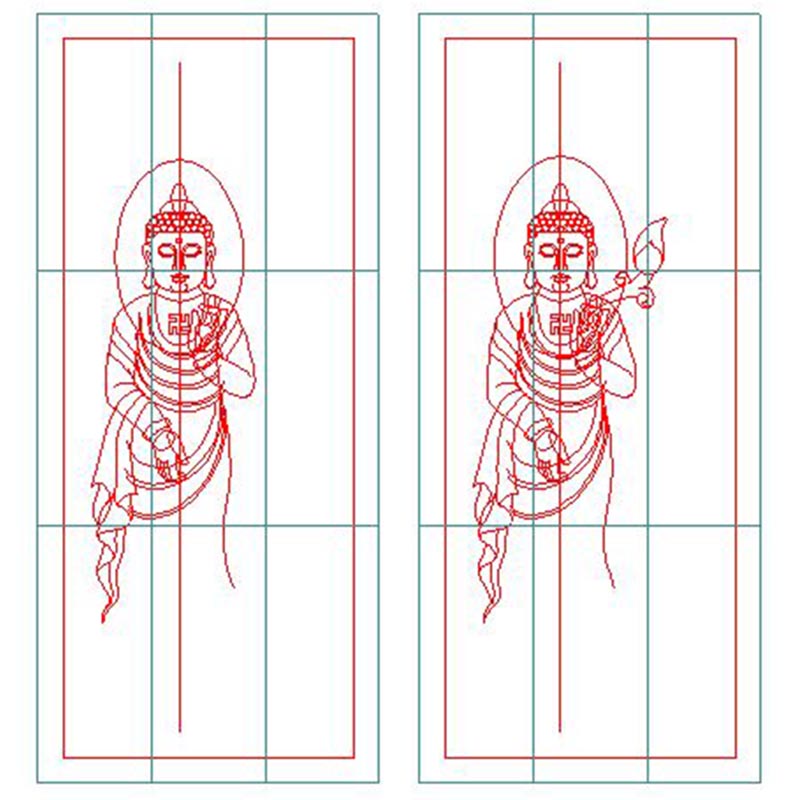 大日如来长方牌两幅带线精雕图电脑雕刻图JDP浮雕图BMP灰度图玉雕-图2