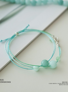 艾利熙薄荷绿色的珠子简约手绳