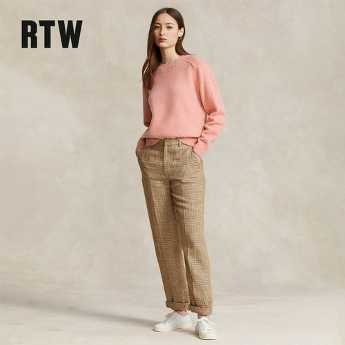 RTW美式老钱高级毛衣秋冬女小个子慵懒内搭兔毛羊毛圆领针织上衣 - 图2